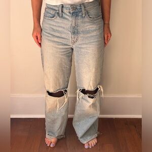 Madewell light wash, distressed, super wide leg jeans size 27